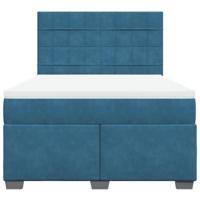 Boxspring met matras fluweel blauw 140x200 cm - thumbnail