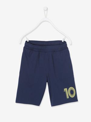 Jongenssportshort nummer 10 van technisch materiaal marineblauw