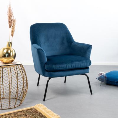 Bendt Fauteuil 'Kian' Velvet, kleur donkerblauw Bendt Fauteuil 'Kian' Velvet, kleur donkerblauw
