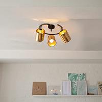 QAZQA Moderne plafondlamp zwart en goud 3-lichts - Lofty - thumbnail