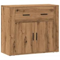 Dressoir 80x33x70 cm bewerkt hout artisanaal eikenkleurig - thumbnail