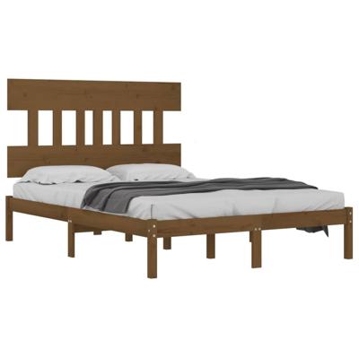 Bedframe massief hout honingbruin 200x200 cm