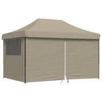 Partytent inklapbaar pop-up met 4 zijwanden taupe - thumbnail