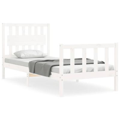Bedframe met hoofdbord massief hout wit