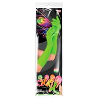 Handschoenen lang neon groen - thumbnail
