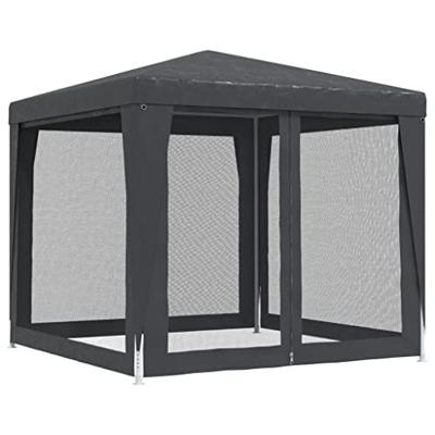 Partytent met 4 mesh zijwanden 2,5x2,5 m HDPE antracietkleurig - thumbnail