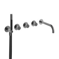 Hotbath Afbouwdeel Archie Bad/Douche Thermostaat 2 Stopkranen zonder Uitloop Geborsteld Gunmetal PVD - thumbnail