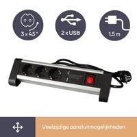 3-Voudige stekkerdoos met USB Perel EBP03DSUN1-G - thumbnail