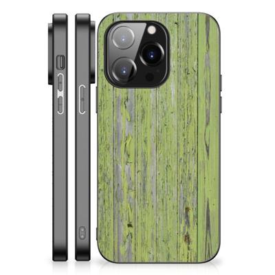 iPhone 14 Pro Houten Print Telefoonhoesje Green Wood