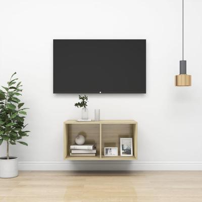 Tv-wandmeubel 37x37x72 cm bewerkt hout sonoma eikenkleurig Tv-wandmeubel 37x37x72 cm bewerkt hout sonoma eikenkleurig