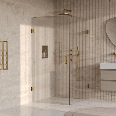 Brauer Void - Douchecabine met Draaideur - Helder Glas - 100x120x200 cm - incl. Glascoating - PVD Goud Geborsteld