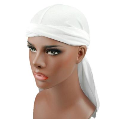 Fluweel tulband cap lange staart piraat Hat chemotherapie Cap (wit)