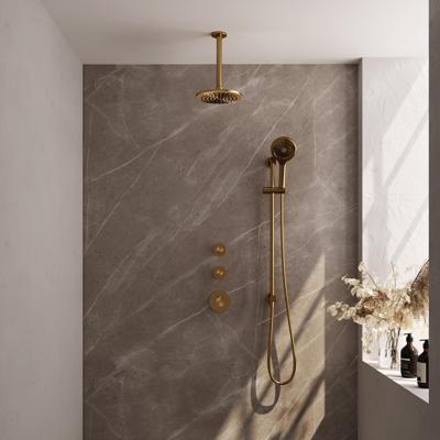 Regendoucheset Inbouw Brauer Gold Edition Thermostatisch 20 cm met Plafondarm, Glijstang en Handdouche 3-Standen Losse Stopkranen Geborsteld Goud Regendoucheset Inbouw Brauer Gold Edition Thermostatisch 20 cm met Plafondarm, Glijstang en Handdouche 3-Standen Losse Stopkranen Geborsteld Goud