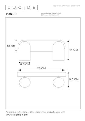 Lucide PUNCH - Plafondspot - 2xGU10 - Wit
