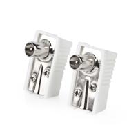IEC (Coax) -Connector Haaks | Male - Vierkant - 2 Stuks | Wit - thumbnail