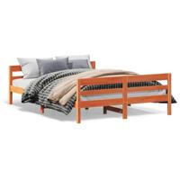Bedframe zonder matras massief grenenhout wasbruin 140x200 cm - thumbnail