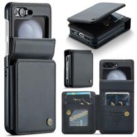 CaseMe Samsung Galaxy Z Flip 7 FE / Z Flip6 PU Leren Backcover hoesje met kaarthouder - Zwart - thumbnail