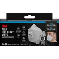3M Aura Comfort Cool Flow stofmasker, FFP2, met ventiel, pak van 5 stuks - thumbnail