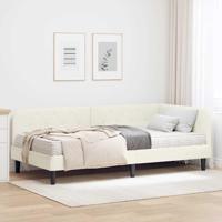 Hoekbedframe met matras Crème 90 x 200 cm Fluweel - thumbnail