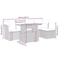 6-delige Loungeset met kussens poly rattan beige - thumbnail