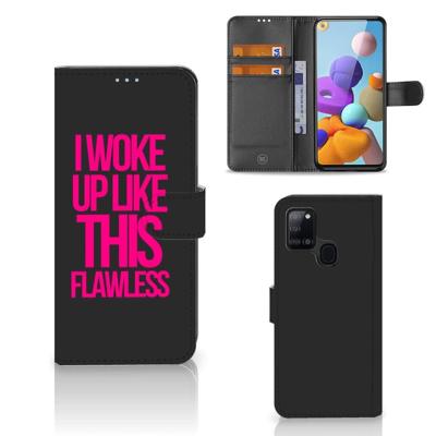 Samsung Galaxy A21s Hoesje met naam Woke Up - Origineel Cadeau Zelf Maken Samsung Galaxy A21s Hoesje met naam Woke Up - Origineel Cadeau Zelf Maken