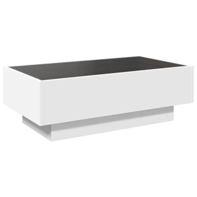 Salontafel met LED 90x50x30 cm bewerkt hout wit