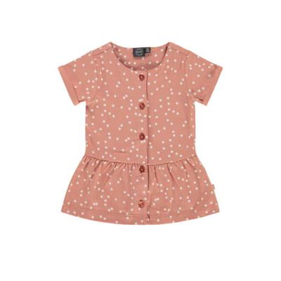 Babyface baby jurk met biologisch katoen oudroze/wit Babyface baby jurk met biologisch katoen oudroze/wit