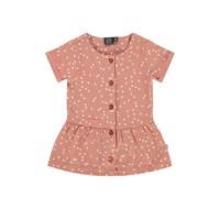 Babyface baby jurk met biologisch katoen oudroze/wit - thumbnail