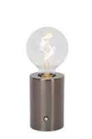 Lucide VIVO - Oplaadbare Tafellamp - Accu/Batterij - Ø 8 cm - LED Dimb. - E27 - 1x1W 2700K - Mat zwart chroom - thumbnail