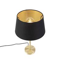 QAZQA Klassieke tafellamp messing met zwarte kap 32 cm - Simplo - thumbnail