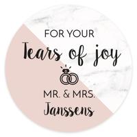 Etiket rond 35mm happy tears Soft marble - thumbnail