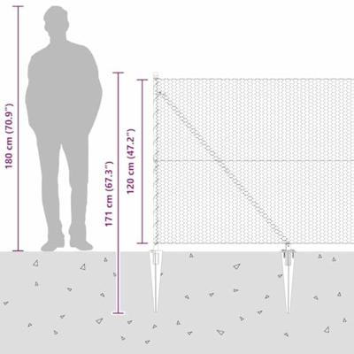 VidaXL Afrasteringspaal zilver 10 x 1,2 m (25 mm gaas) staal VidaXL Afrasteringspaal zilver 10 x 1,2 m (25 mm gaas) staal