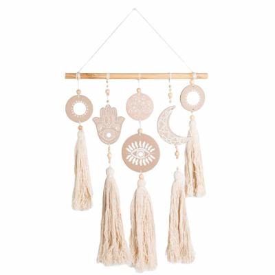 Handgemaakte Terracotta Muurhanger Hamsa, Maan, Boze Oog en Mandala