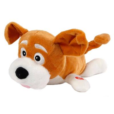 Rollende hond pluche met geluid 28cm