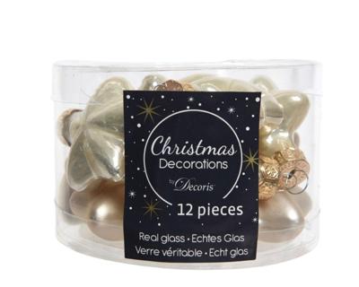 12 Glazen sterren 40 mm parel - Decoris