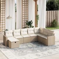 8-delige Loungeset met kussens poly rattan beige - thumbnail