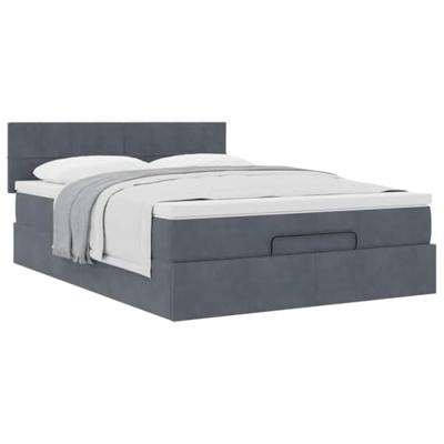 Ottoman bed met matras 140x200cm fluweel donkergrijs
