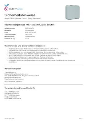 Camdenboss CBRS CBRS02VGY-CON Universele behuizing 74 x 74 x 24.5 ABS Grijs 1 stuk(s)