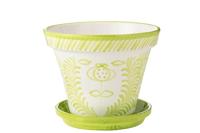 J-Line Flowerpot+Plate Granada Handmade+Painted Ceramic Green Extra - thumbnail