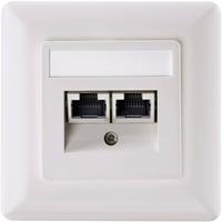 Setec 501286 Netwerkdoos Inbouw (in muur) Inzet met centraalstuk en frame CAT 5e 2 poorten Parel-wit - thumbnail