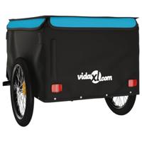 VidaXL Fietstrailer 45 kg ijzer zwart en blauw - thumbnail