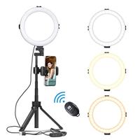 VIJIM Ringlamp met statief, telefoonhouder en bluetooth afstandsbediening - thumbnail