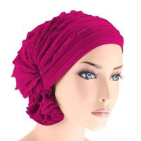 Moslim stapelen GLB chiffon fold tulband GLB chemotherapie GLB (Rose rood) - thumbnail