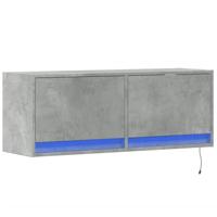 Tv-wandmeubel met LED-verlichting 100x31x35 cm betongrijs - thumbnail