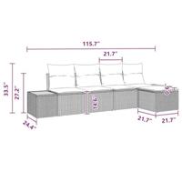 Tuinbankenset met kussen 5 pcs Zwart Poly riet - thumbnail