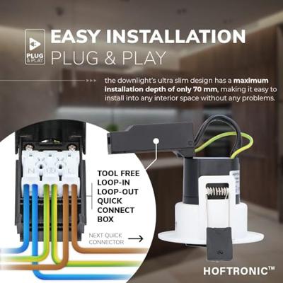 Set van 3 Malta LED inbouwspots - 5 Watt 480 lumen - Dim to warm - Rond - Kantelbaar - IP44 waterdicht - Wit - Incl. Quick Connector box