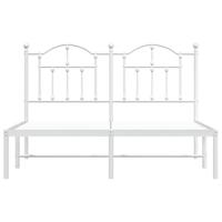 Bedframe met hoofdbord metaal wit 150x200 cm - thumbnail