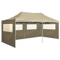 Partytent met 4 zijwanden inklapbaar 3x6 m staal crme - thumbnail