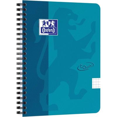 Oxford School Touch spiraalblok, ft A5, 140 bladzijden, geruit 5 mm, blauw (aqua)