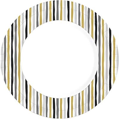 Duni Wegwerp Borden Stripes Black & Gold 22 cm 10 Stuks